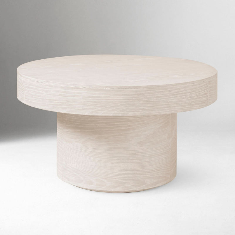 Kery Volume Round Pedestal Coffee Table - Wooden Empiro