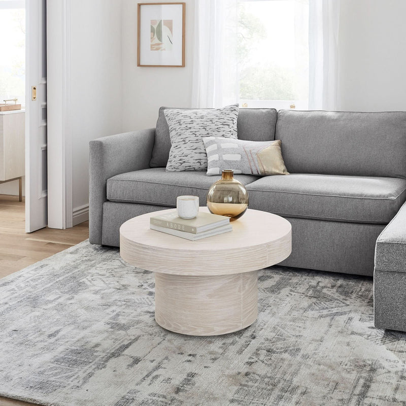 Kery Volume Round Pedestal Coffee Table - Wooden Empiro