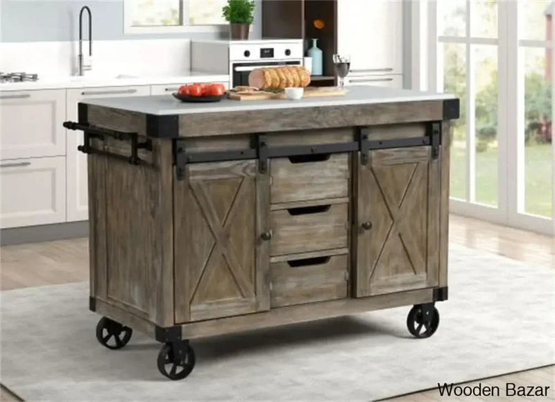 Wallaceton Marble Top Kitchen Island Kitchen trolley cart cabinet kitchen island with storage