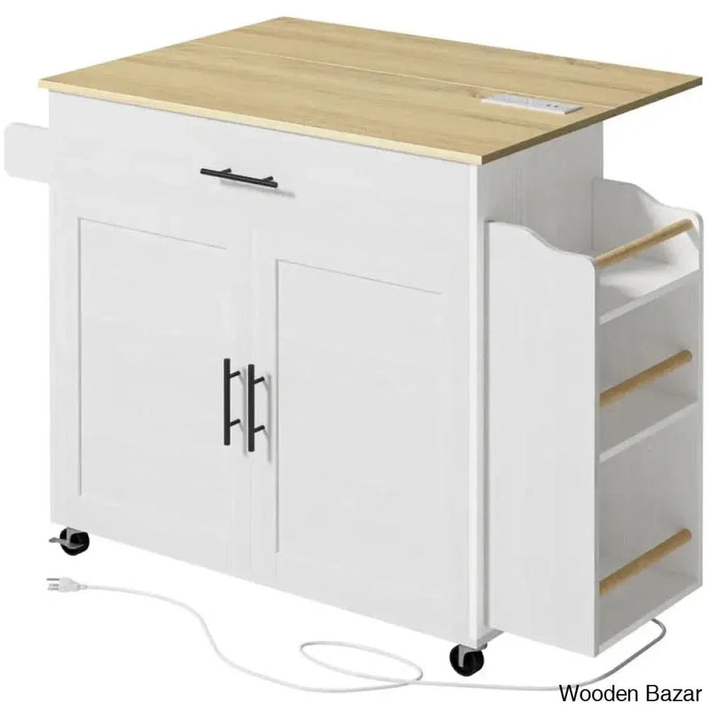 Wood Kitchen Island Kitchen trolley cart cabinet with storage