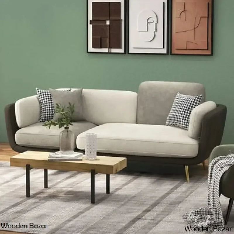 Wooden Bazar 72.5" Gray Upholstered Sofa 3-Seaters Modern Gold Couch for Living Room in Small