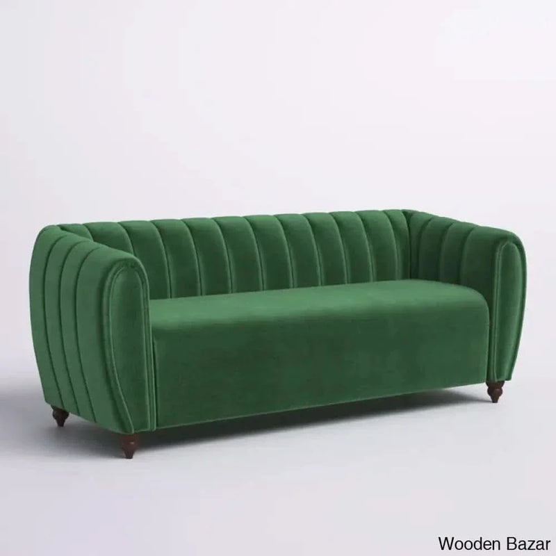 Wooden Empiro Alexus 77.25'' Velvet Tuxedo Arm Sofa
