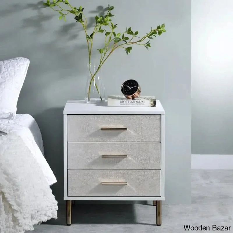 Wooden Empiro Ardmore 23.00'' Tall 3 - Drawer Solid Wood Nightstand in White