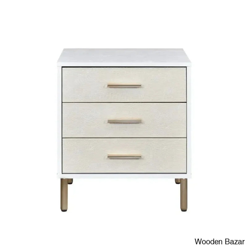 Wooden Empiro Ardmore 23.00'' Tall 3 - Drawer Solid Wood Nightstand in White