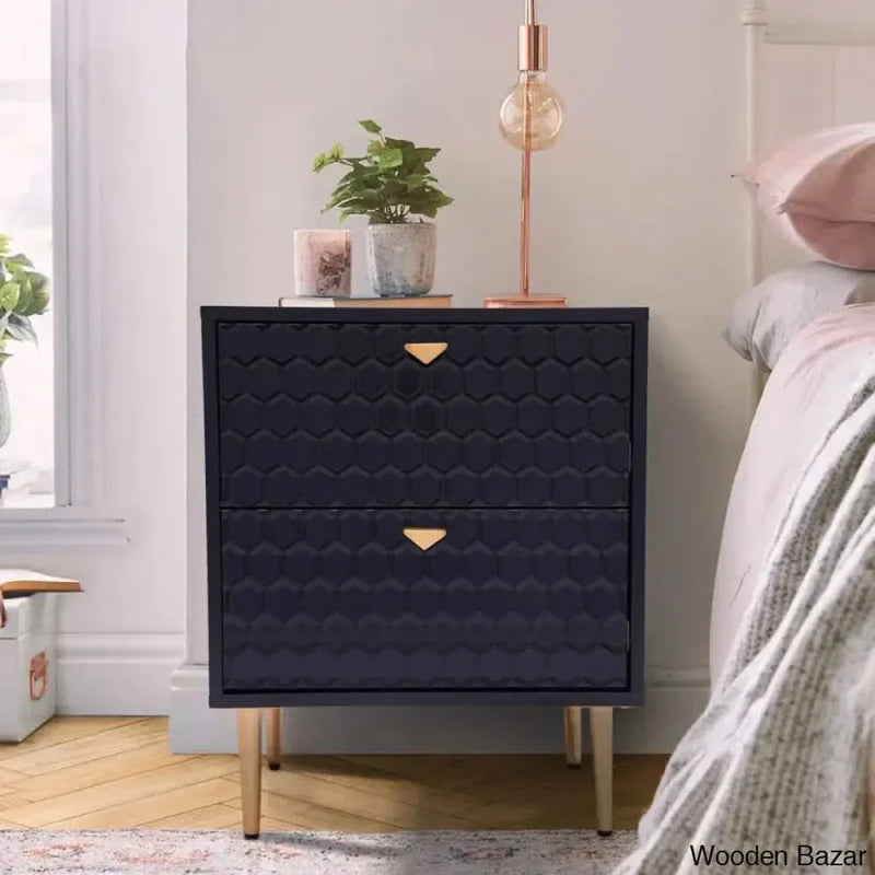 Wooden Empiro Dezden 24'' Tall 2 - Drawer Nightstand in Blue