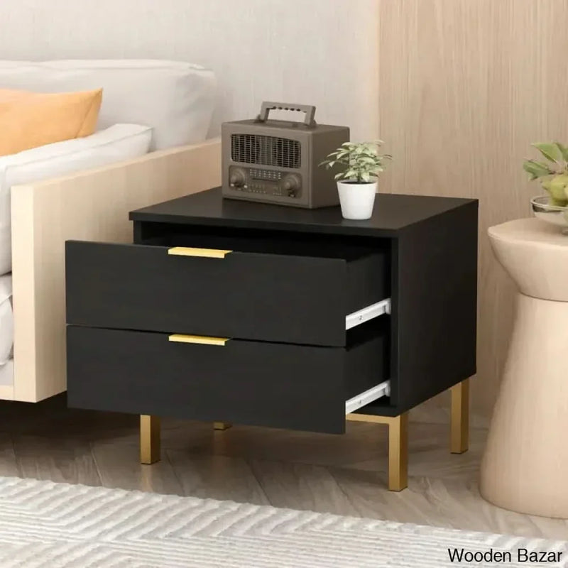 Wooden Empiro Flavian 17.9'' Tall 2 - Drawer Nightstand in Black