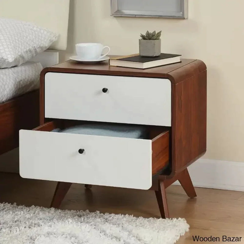 Wooden Empiro Indi Solid + Manufactured Wood Nightstand side table living room