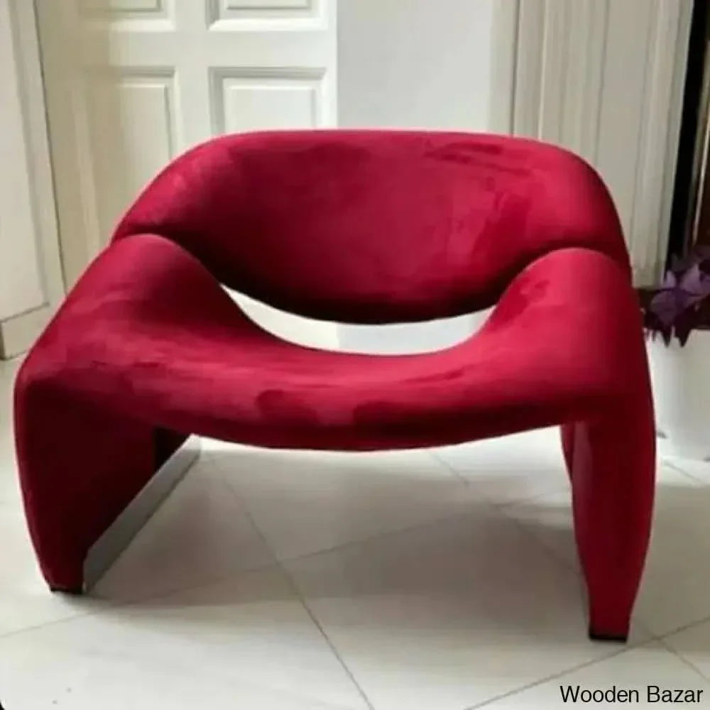 Wooden Empiro Modern White Boucle Accent Chair Lounge & Red