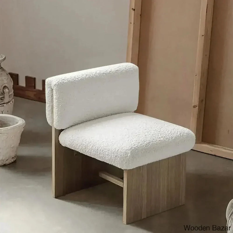 Wooden Empiro Modern Wood Accent Chair Boucle Upholstery for Living Room