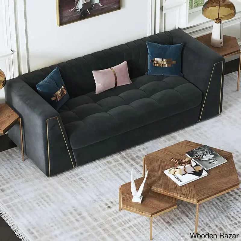 Wooden Bazar Modular Velvet Sofa Deep Gray Tufted Upholstery Modern Couch Floor Sofa in Large