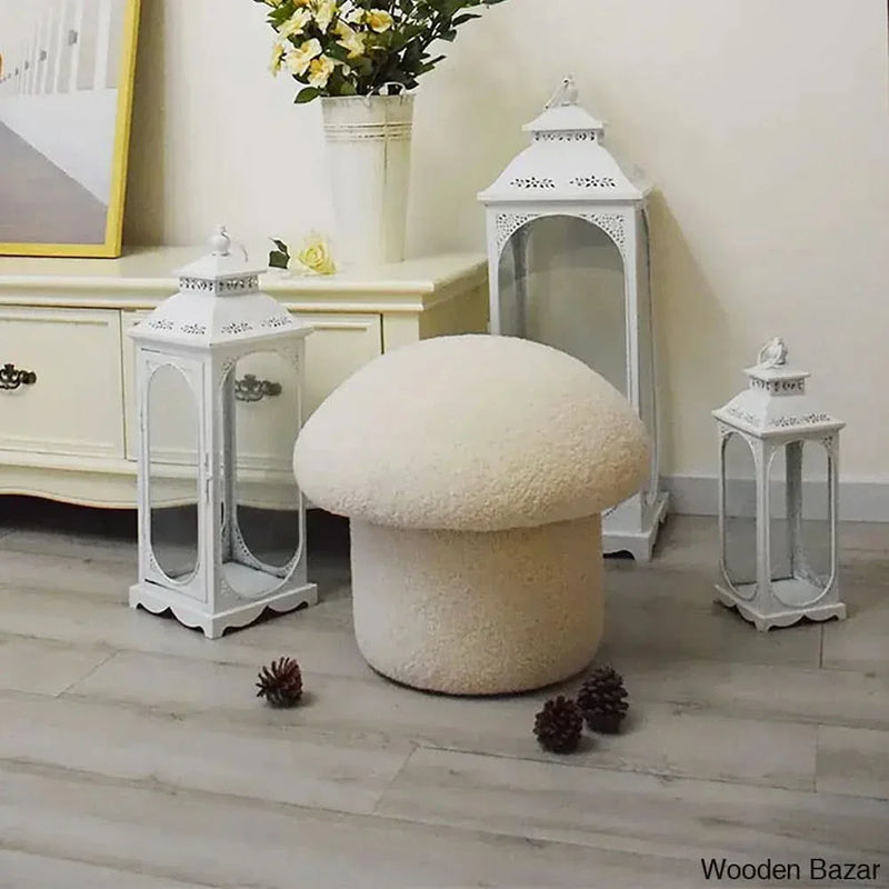 Wooden Empiro Mushroom Ottoman Stool Upholstered Cute Stool