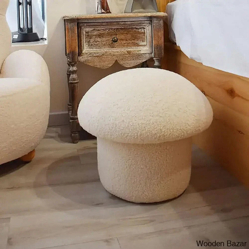 Wooden Empiro Mushroom Ottoman Stool Upholstered Cute Stool