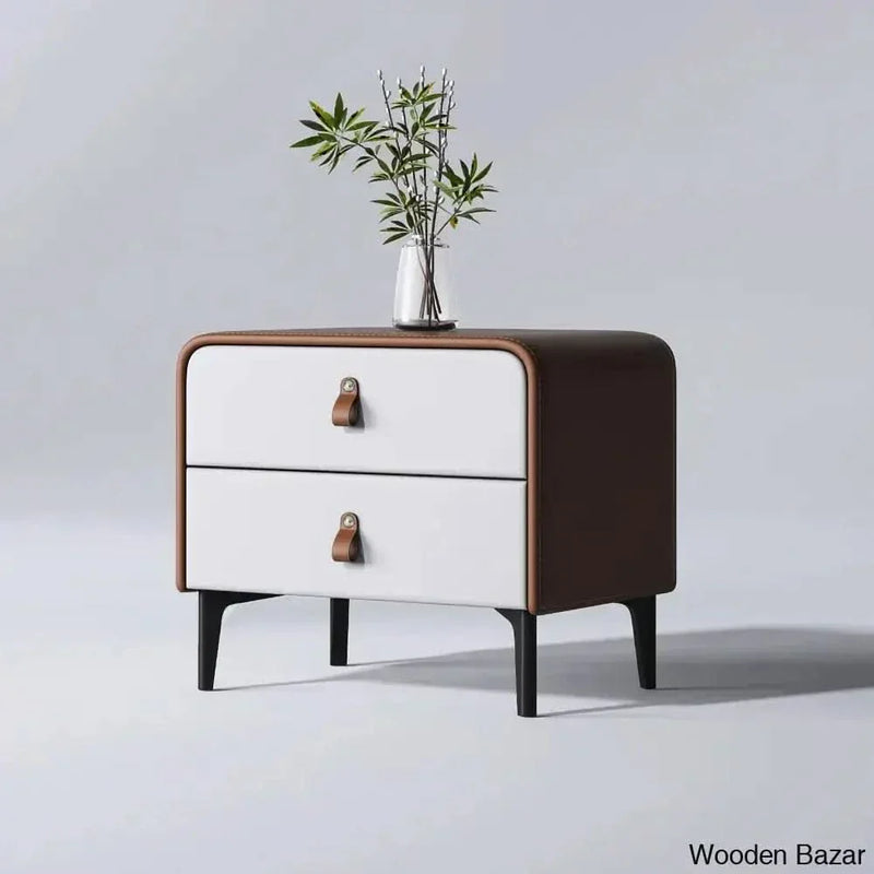 Wooden Empiro Nightstand End Side Accent Table with 2 Drawers Nightstand