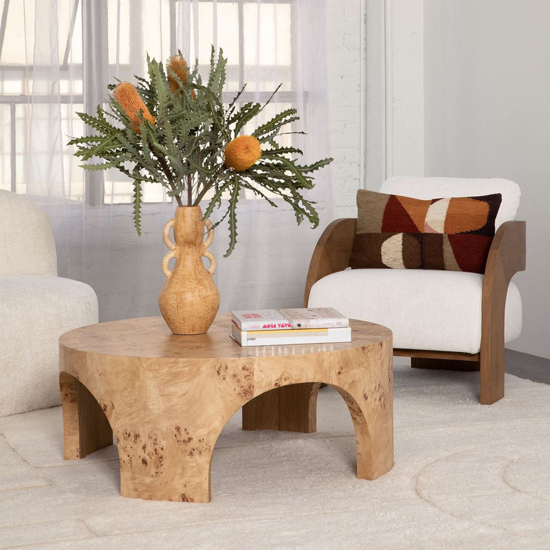 Tinlik Round Burl Coffee Table - Wooden Empiro