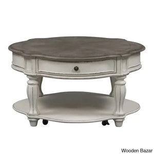 Zula Round Cocktail Table W/ Casters Coffee And Center White