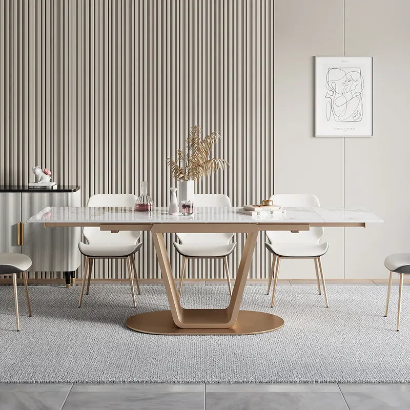 Jace Modern 8 Seater Dining Table With Marble Top