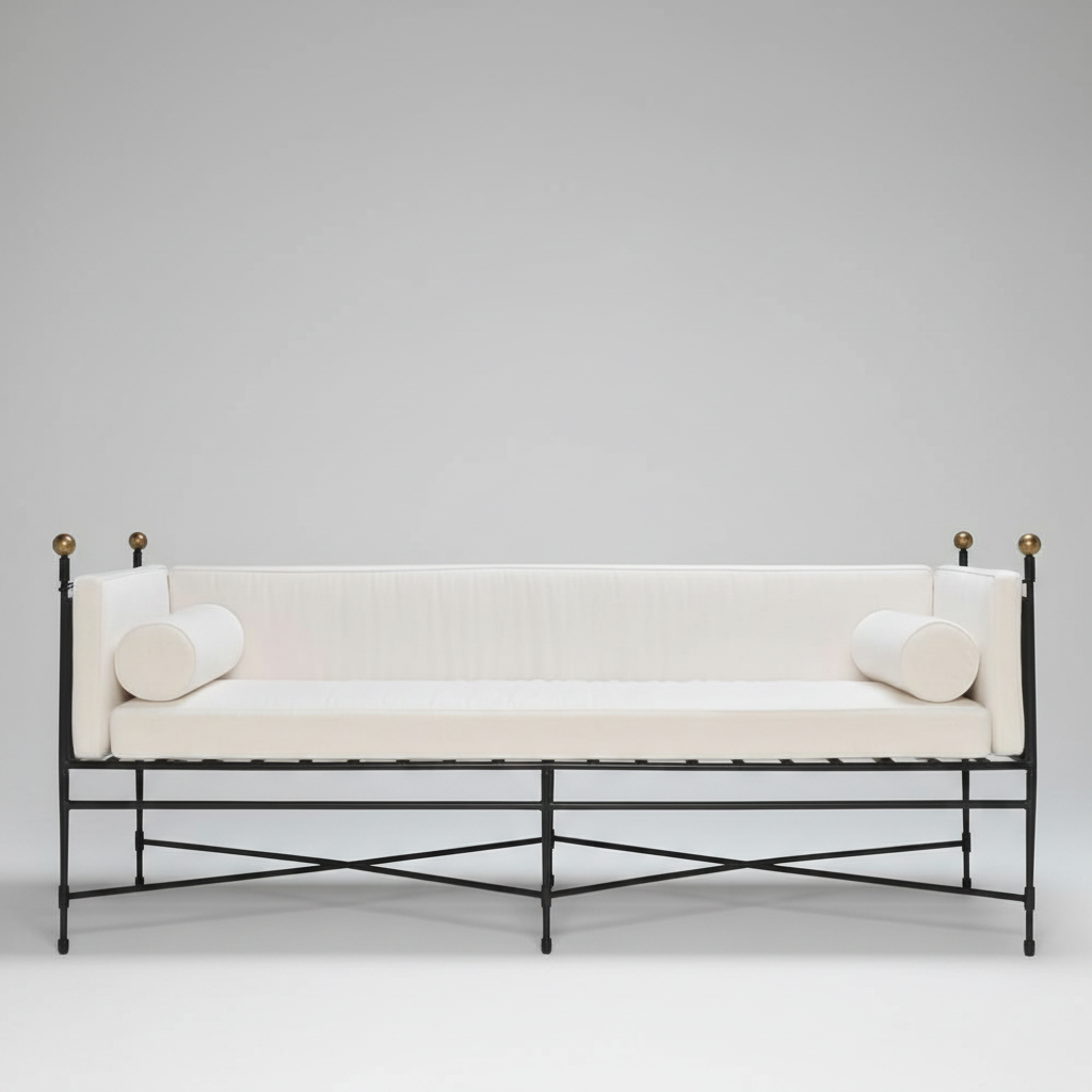 Crossbar Sofa — Metal Frame Bench, made to order by Wooden Empiro