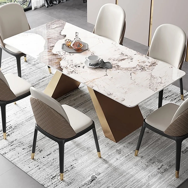 Dyna Modern 8 Seater Dining Set With Golden Base