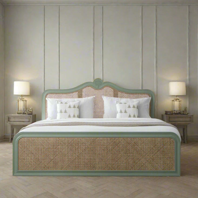 Wooden Empiro Luxury Antique Green Summer Bed With Storage
