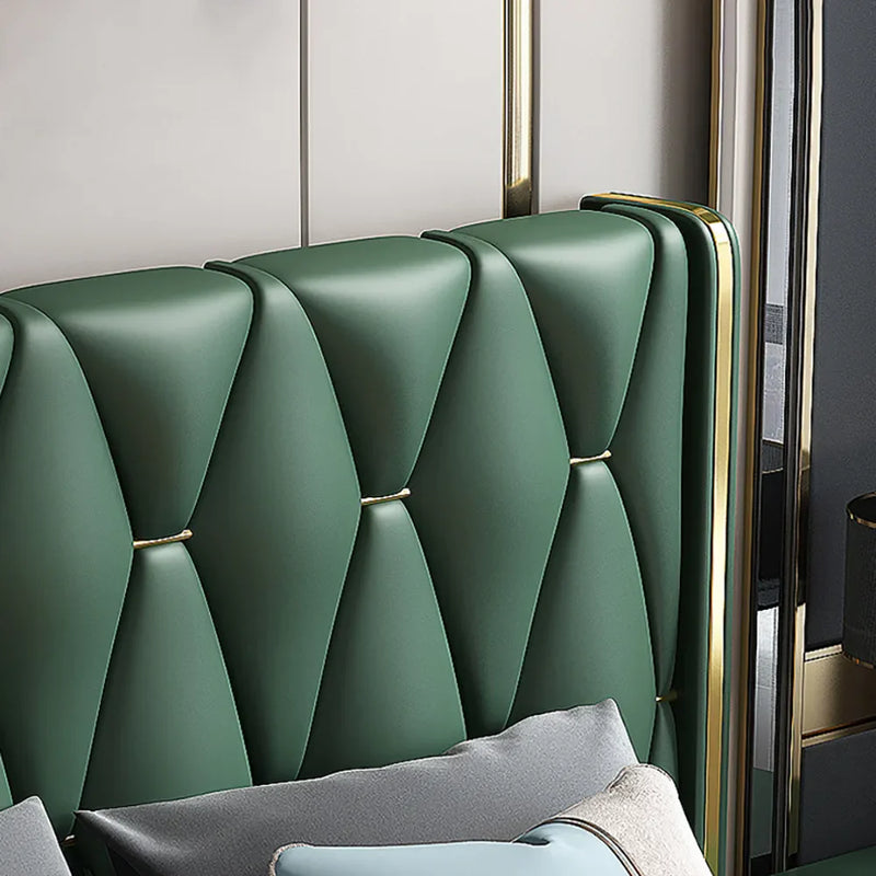 Urbanic Modern Green & Gold Velvet Bed