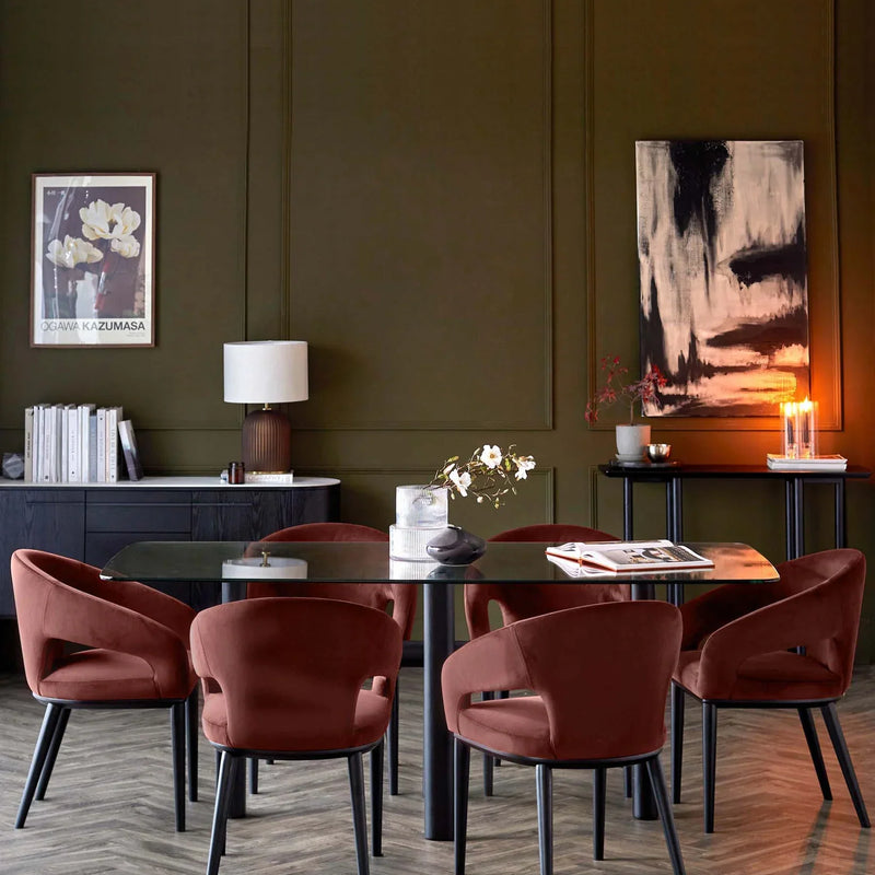 Buggati Modern Minimalist Glass Top Dining Set