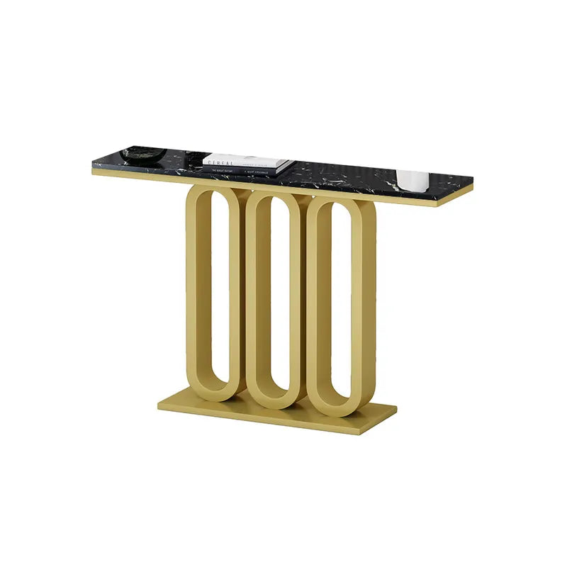 Zyra Modern Luxury Designer Console Table with Black Marble Top in Rectangular Shape