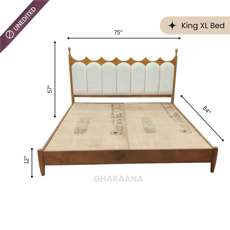 Ellora 100% Solid Wood Upholstered Bed