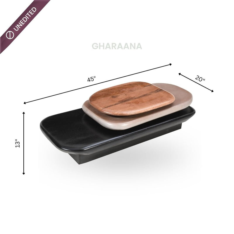 Pebble Rotating 3-Tier Solid Wood Centre Table