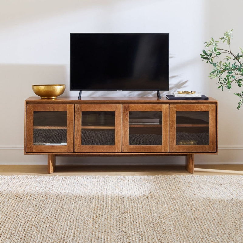 Vintage Frame Glass-Door TV Unit