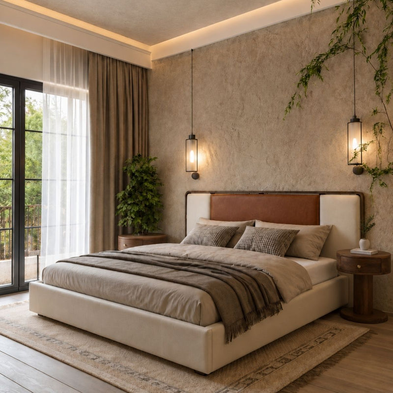 Avo 100% Solid Wood Upholstered Bed