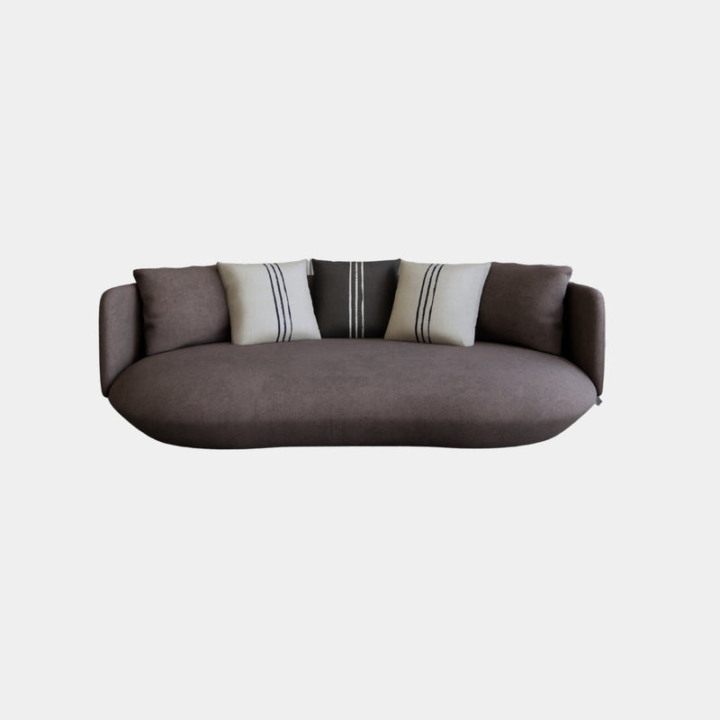 3 Seater Luxurious Tan Coffee-Colored Curved Sofa