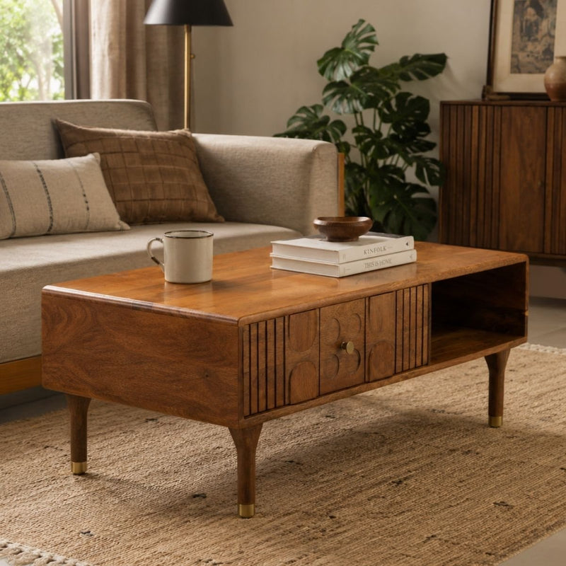 Aks Solid wood Storage Centre Table