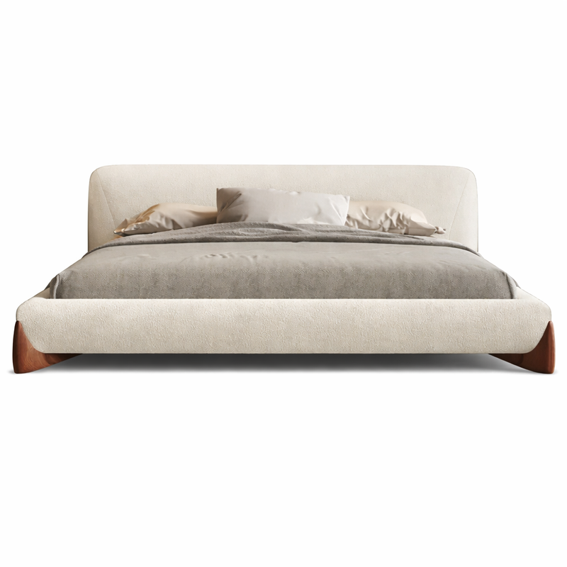 Pearl Modern White Boucle Platform Bed