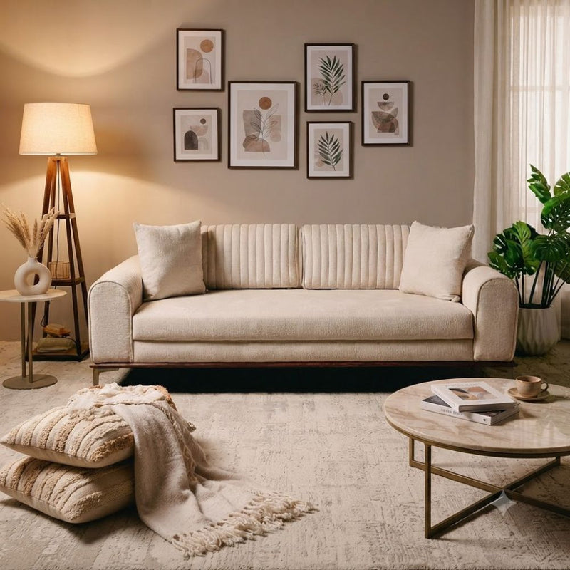 3 Seater Contemporary Linear Back Lounge Sofa