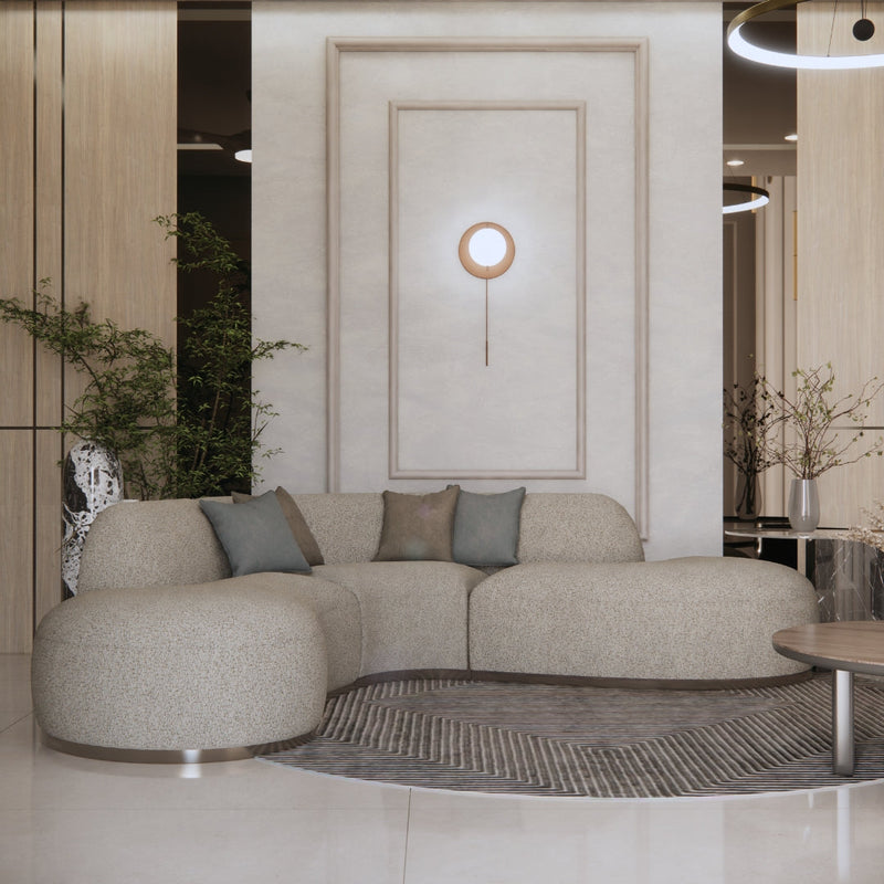 4 Seater Luxurious Off-White Curve Design Sofa