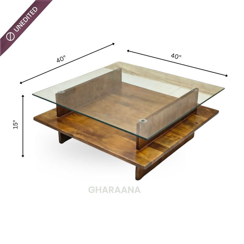 Bella Glass Top Solid Wood Center Table