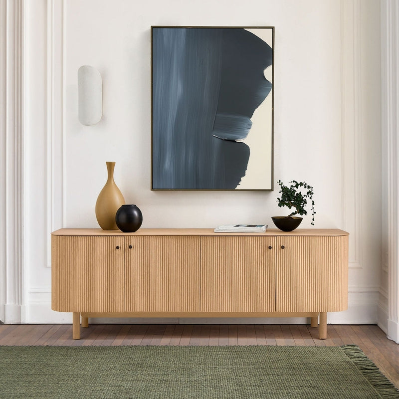Contemporary Oak Slatted TV Unit