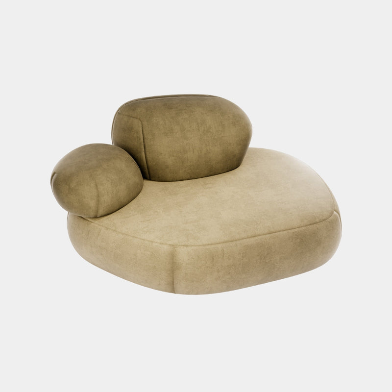 Modern Olive Green Pebble Shaped Sofa Couch
