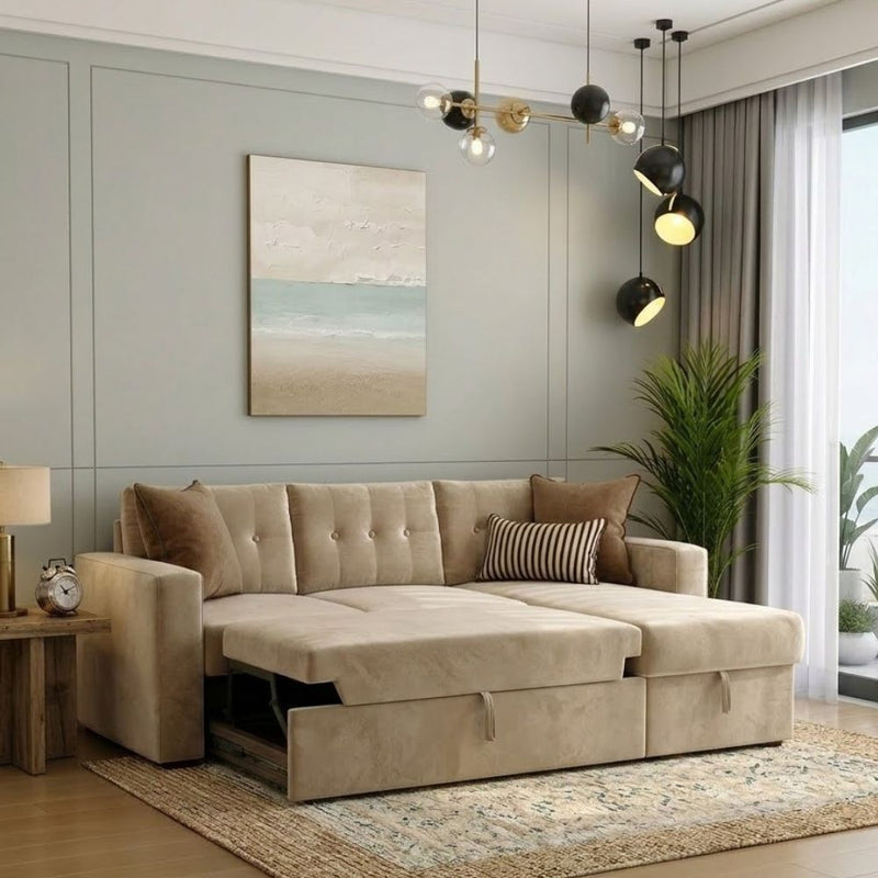 3 Seater Multipurpose L-Shape Convertible Sofa Cum Bed