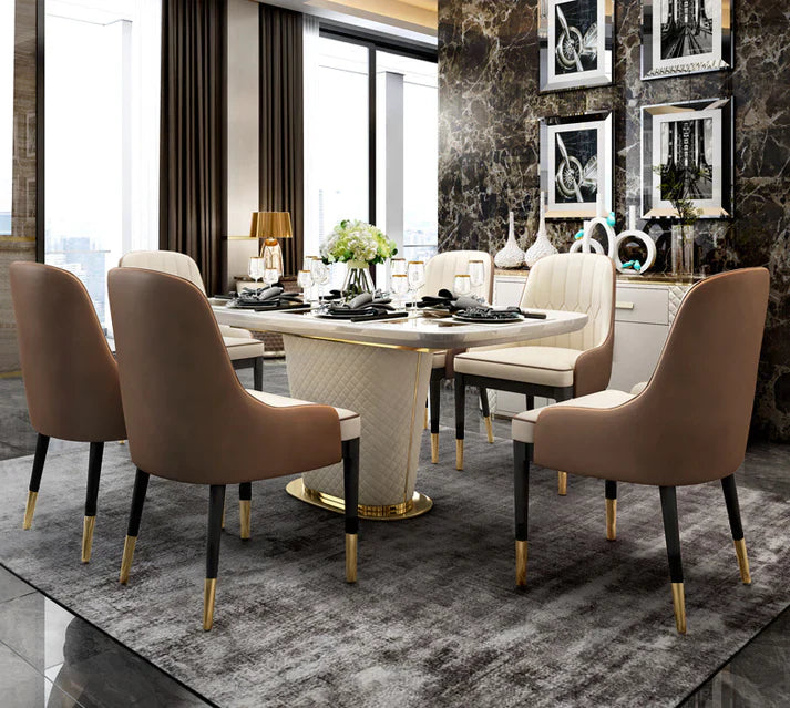 Aria Luxury Contemporary design Marble Dining Table Rectangular Table