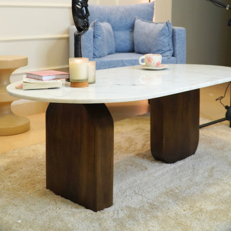 Ohana Natural Marble Minimalist Centre Table
