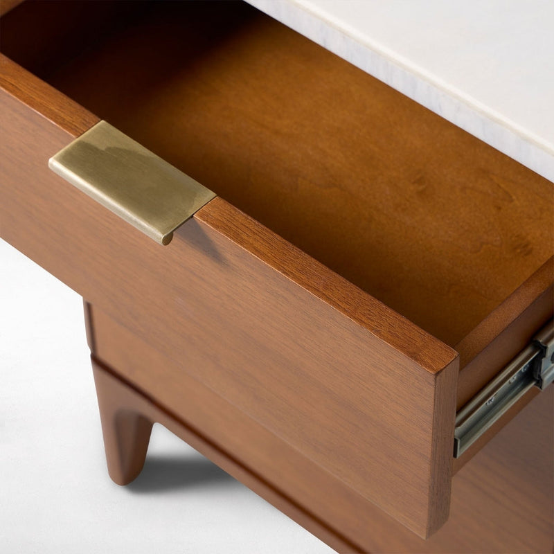 Elegant Two-Drawer Marble Top Side Table