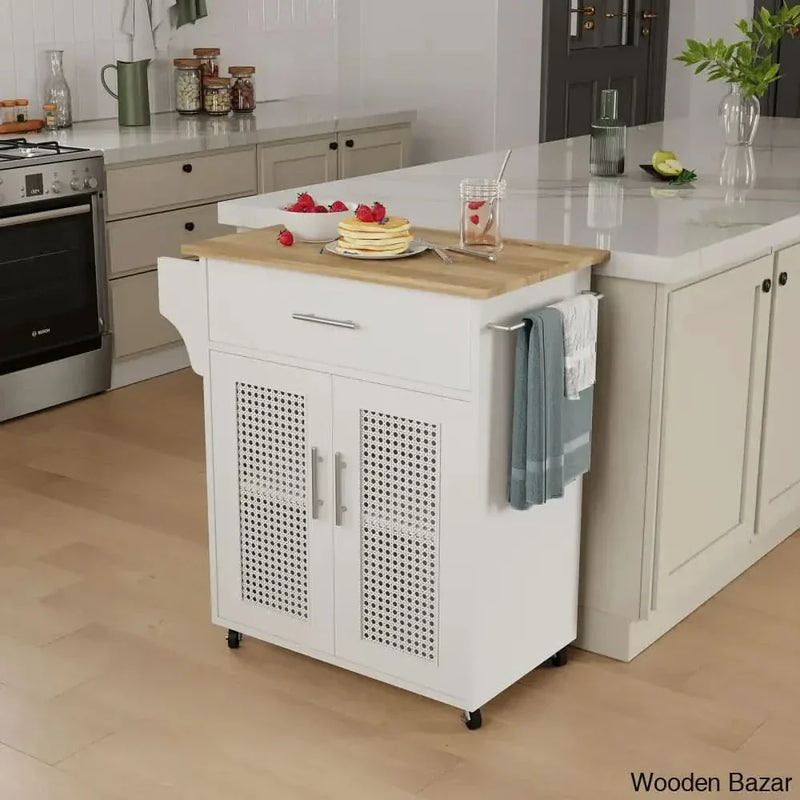 26'' Wide Rolling Kitchen Island with Solid Wood Top Kitchen trolley cart cabinet kitchen island with storage