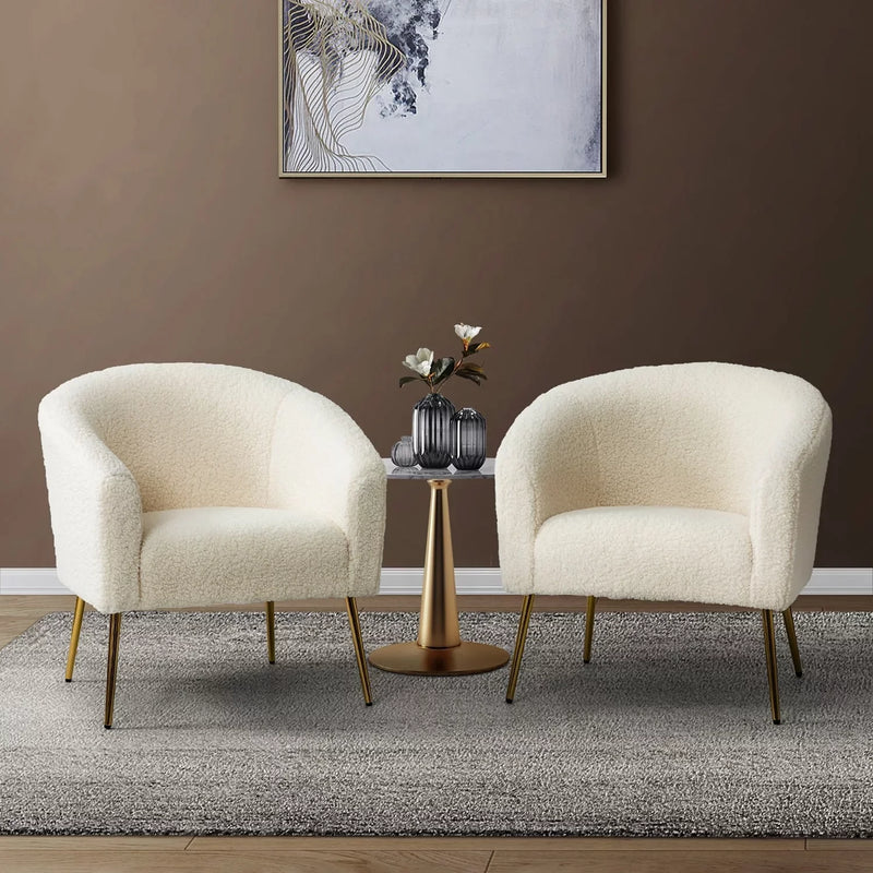 Luma Modern Upholstered Living Room Chair Barrel Chair with Metal Legs
