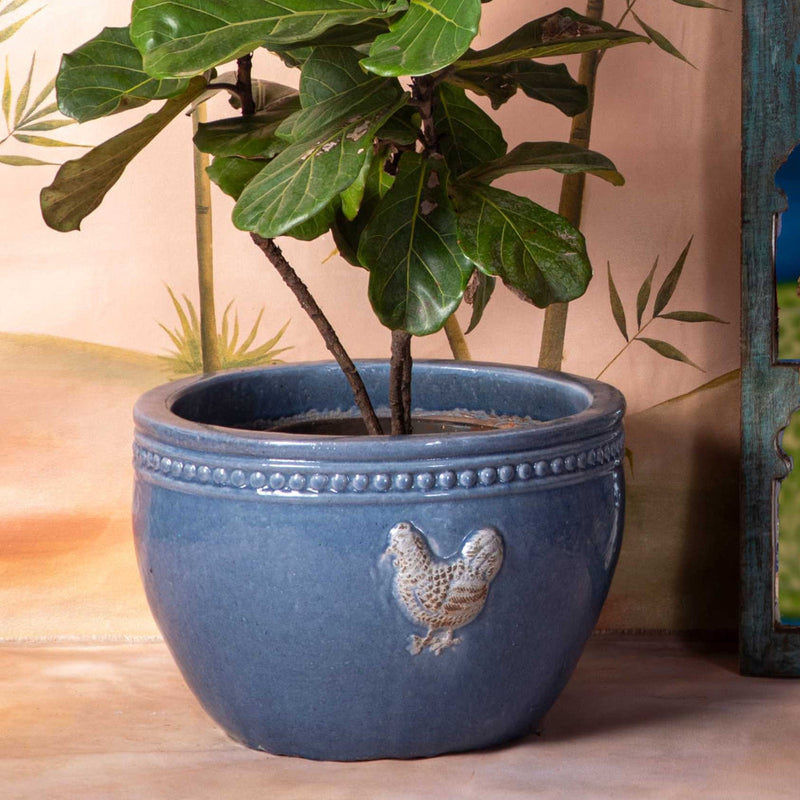 Rooster Planter Blue