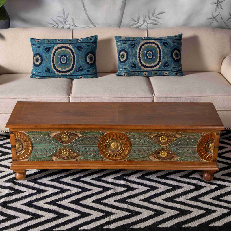 Carved gold chest table