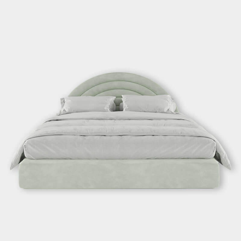 Modern Sunrise King-Size Green Bed with Hydraulic Storage