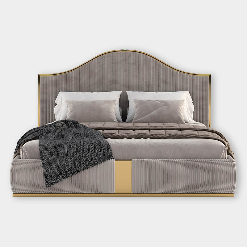 King-Size Bed With Hydraulic Storage & Round Velvet Upholstery