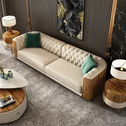 Fila Modern Faux Leather Off White Sofa Set