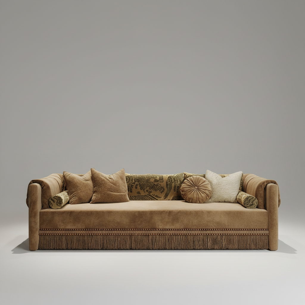 Amber Durbar Daybed — Fringed Lounge, made to order by Wooden Empiro